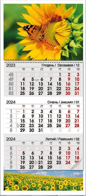 Календар 2024 "Соняшник" квартальний (під замовлення)