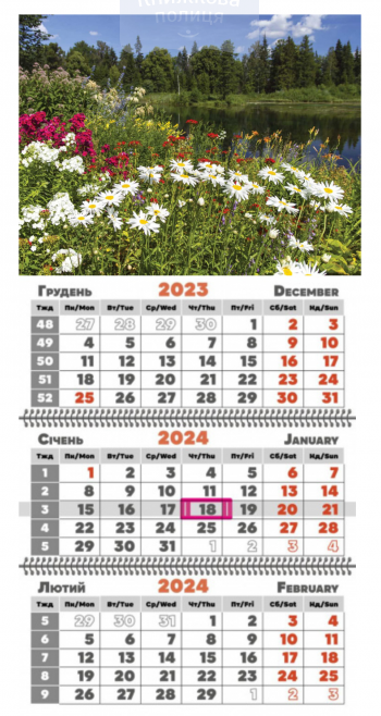 Календар 2024 "ПОЛЬОВІ КВІТИ" квартальний